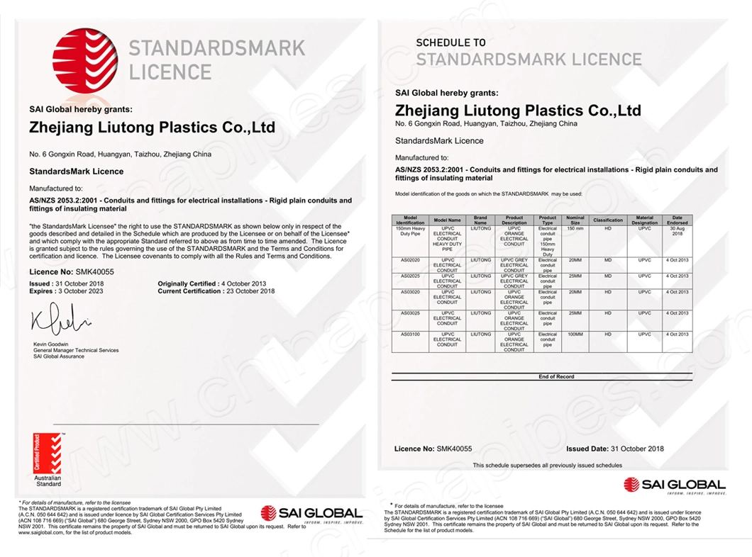 UPVC Solid Coupling Asnzs2053 Standard Grey Colour for Electrical with Sai Certificate