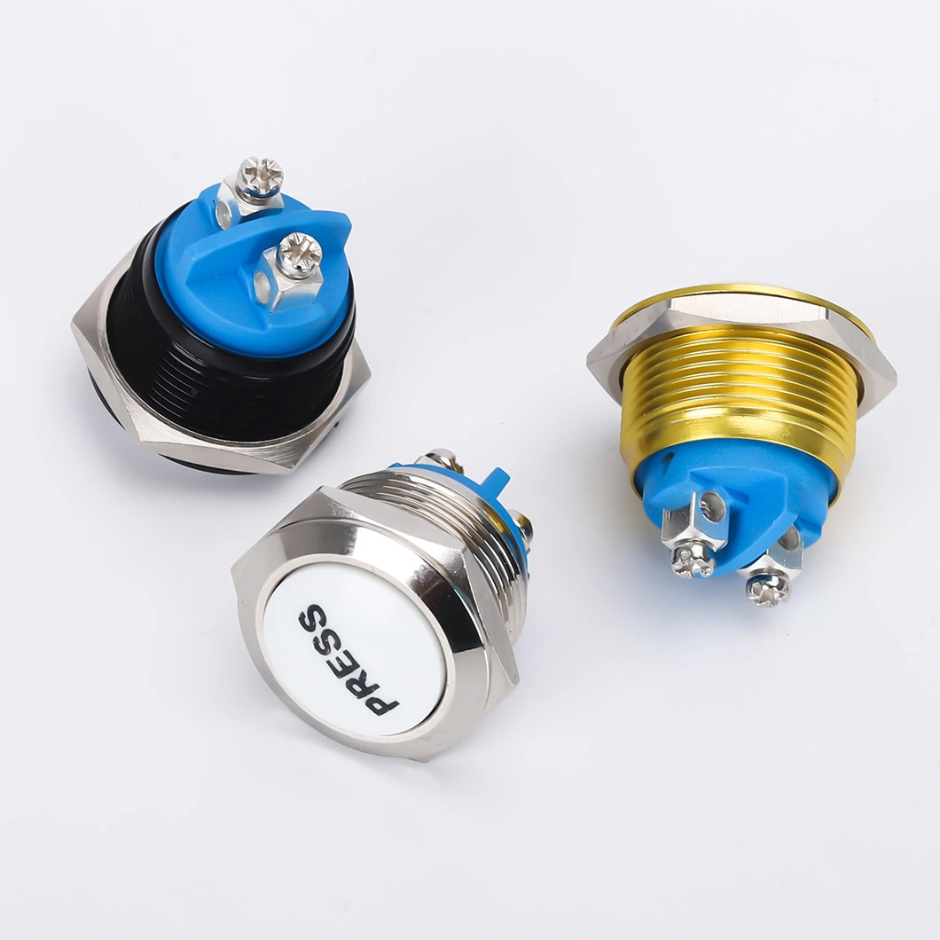 Hot Selling 19mm Mounting Size Mechanical Stainless Steel Housing Push Button Momentary Type Push Button Switch