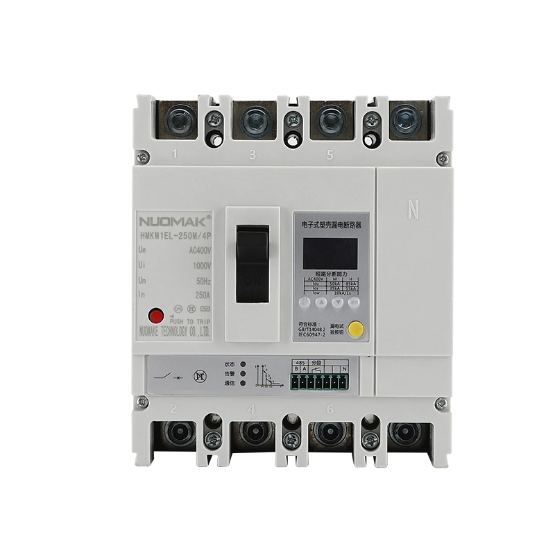 250A AC400V 55ka LCD Molded Case Residual Current Circuit Breaker