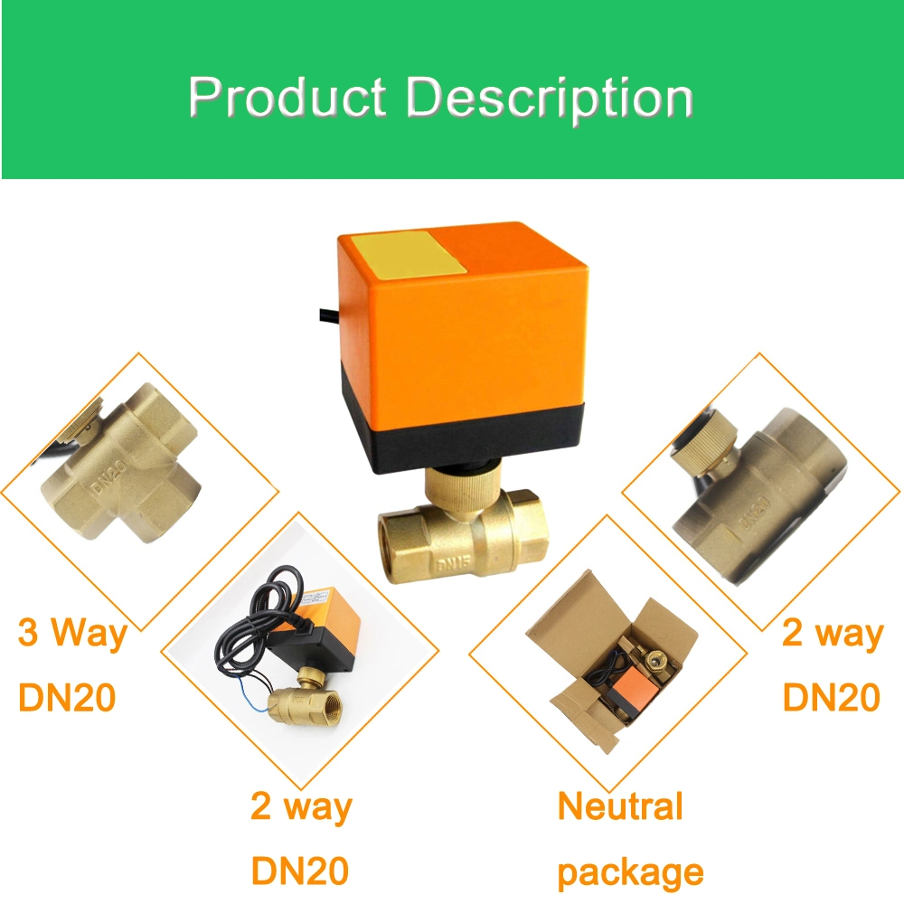 3-Wire 2/3 Way Spdt Electric Brass Motorized Floating Ball Valve