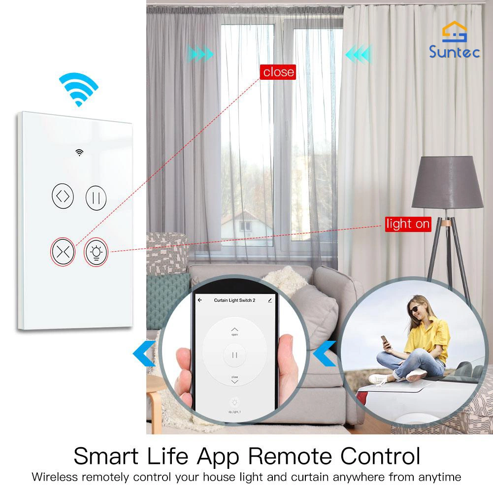 Us Standard 118 Type Smart WiFi RF Remote Glass Panel Curtain Light Touch Switch
