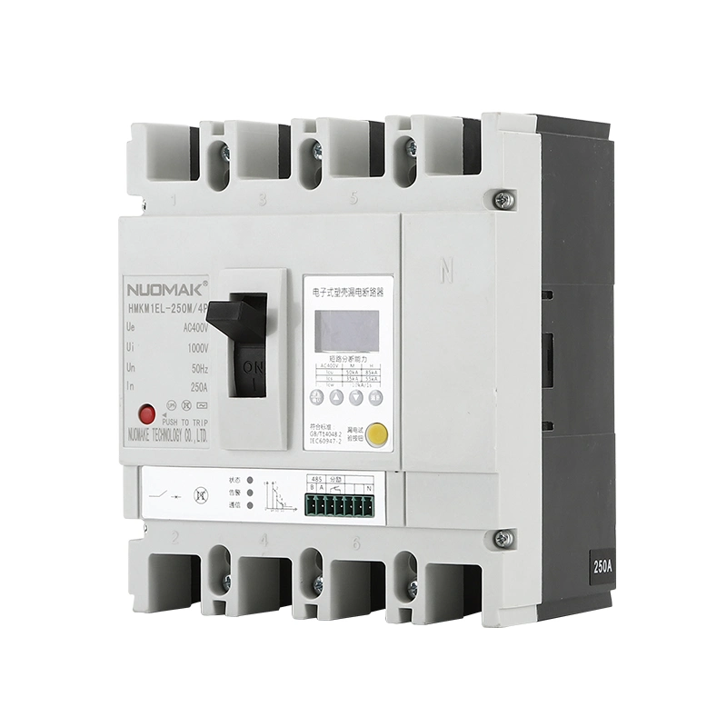 250A AC400V 55ka LCD Molded Case Residual Current Circuit Breaker