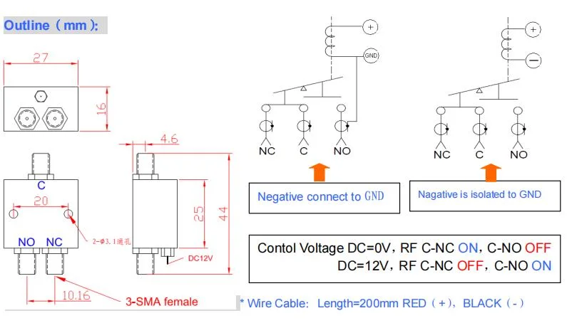 DC-900MHz Failsafe Type SMA Female Spdt RF Signal Switch for VHF/UHF Mobile Station with Gnd Isolation/Connected to The Case