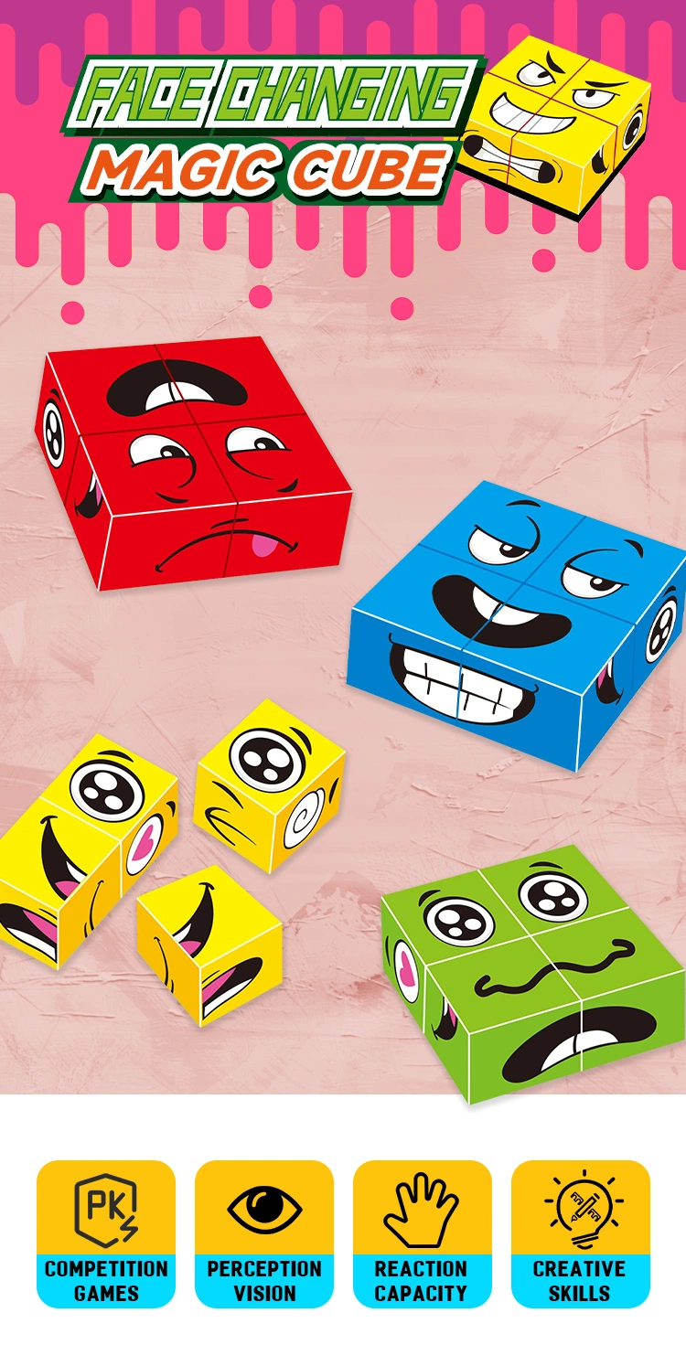 Reactivity Training Face Expression Change Cube Card Matching Speed Competition Party Family Interactive Board Game Toy for Kids