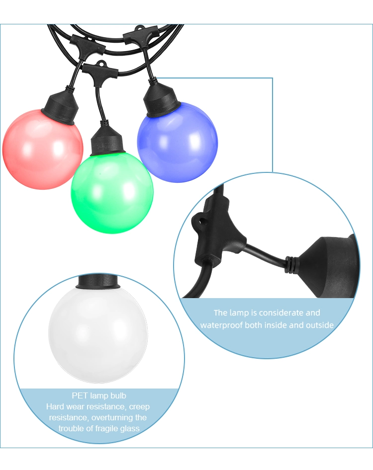 China Supply G125 Bulbs Christmas Color Change Waterproof String Lighting