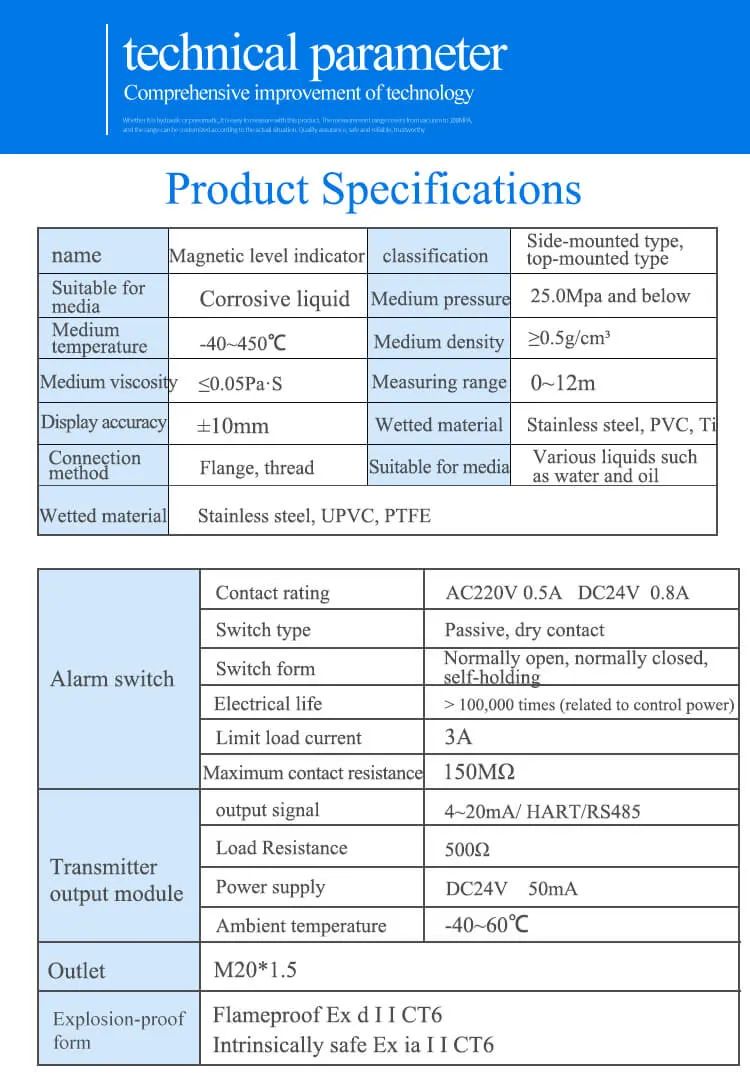 Mechanical Level Gauge Boiler Water Level Meter Float Type Level Switch