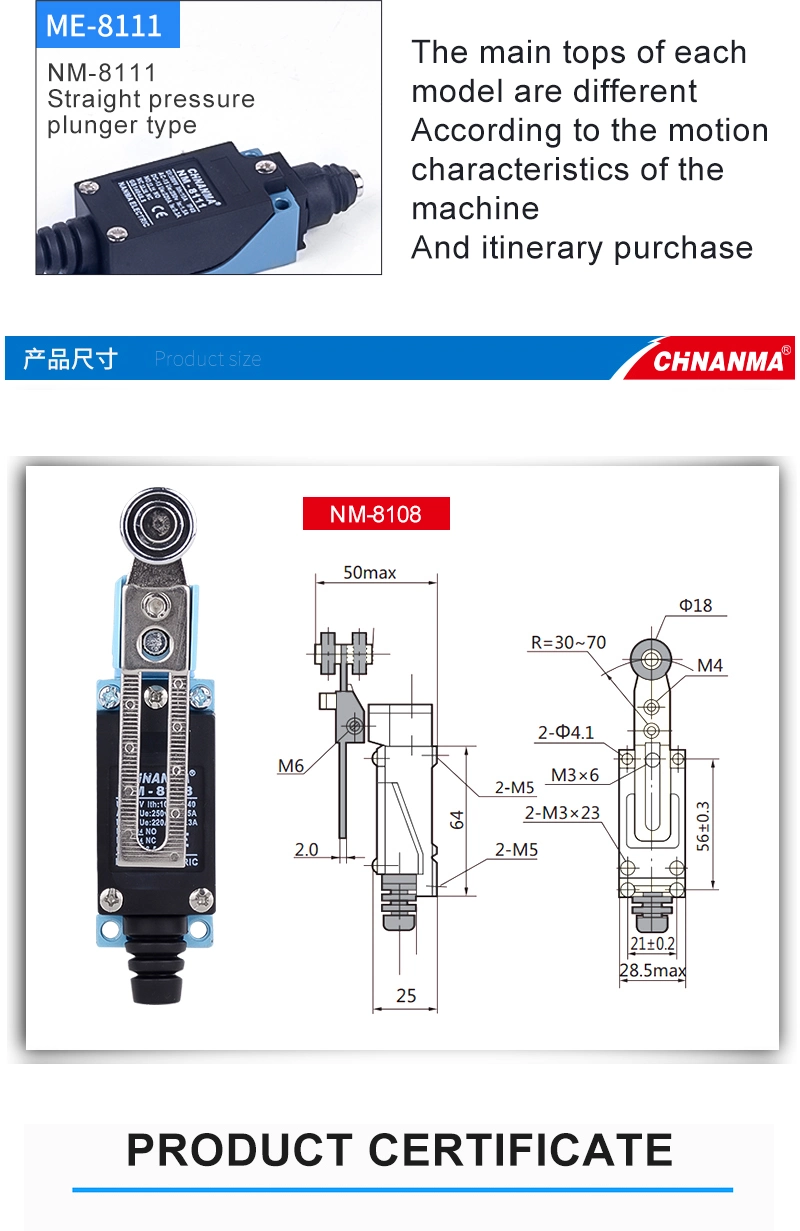 Double Circuit Type High Mechanical Strength Waterproof Mini Limit Switch