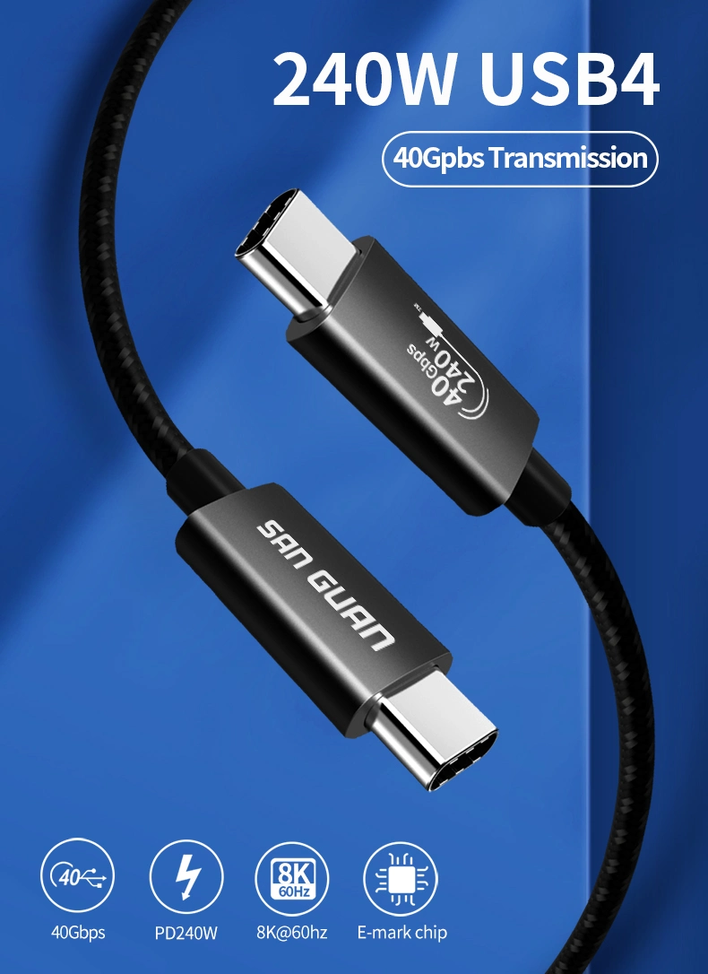 OEM Logo Package Coaxial Cord C Type USB4 40g USB 4.0 Cable Gen 3 Type-C Kabel for Dp Pcle Thunderbolt 3/4 100W 5A Audio Video 8K