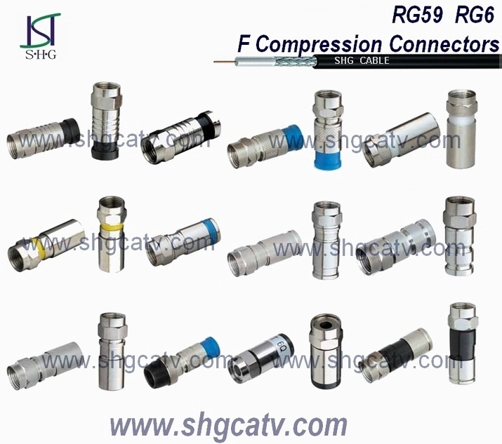 RF Compression Connector for Coaxial Cable RG6/Rg59/Rg11