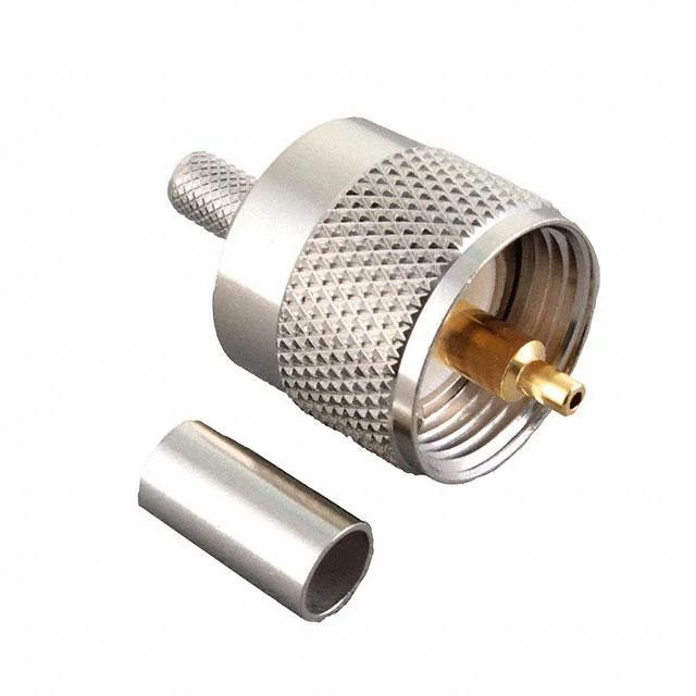UHF Male Crimp Connector Pl-259 90-Degree Right Angle Adapter Rg58 Rg142 LMR195 Silver Coaxial Cable for RF Applications