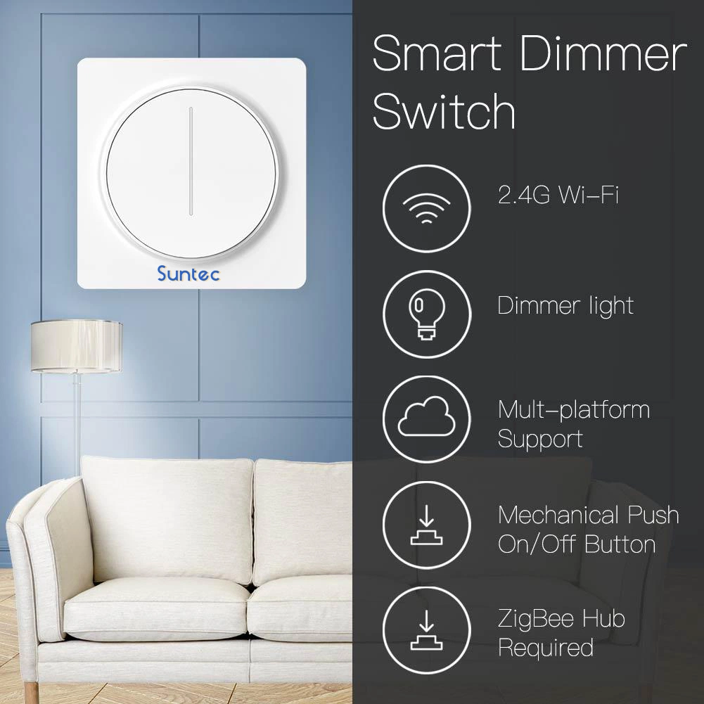 Tuya Smart Touch Light Dimmer Switch WiFi/Zigbee Version RF Remote Control Switch