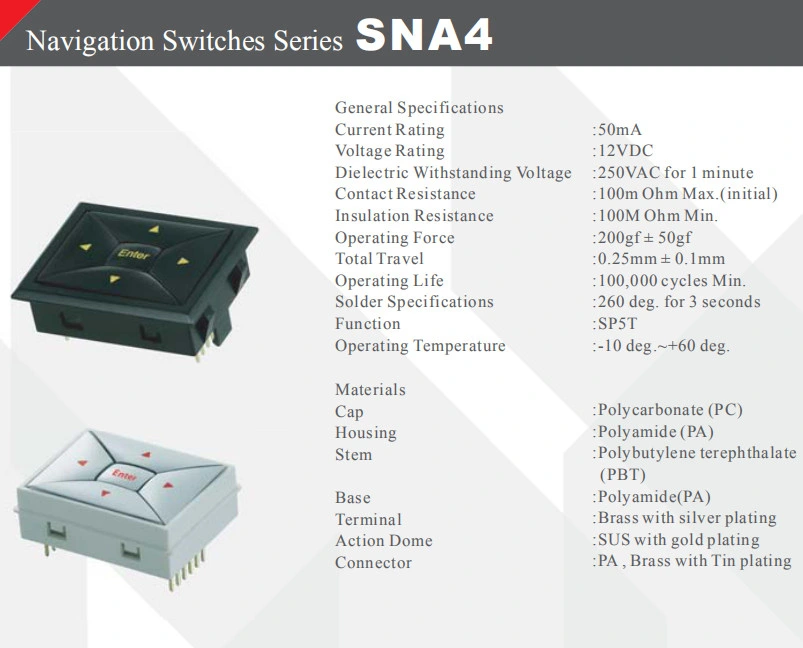 Illuminated 5-Way Navigation Switch for Industrial Equipment