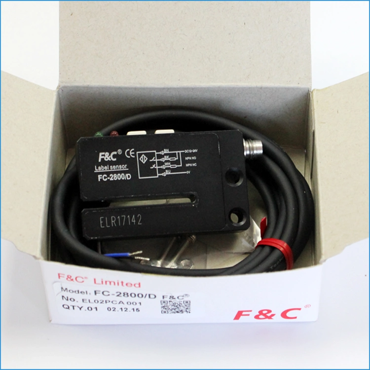 High Speed Paper Label Photo Sensor, FC-2600 Button Setting Light/Dark, Economic Labeling Machine or Packing Machine Sensor