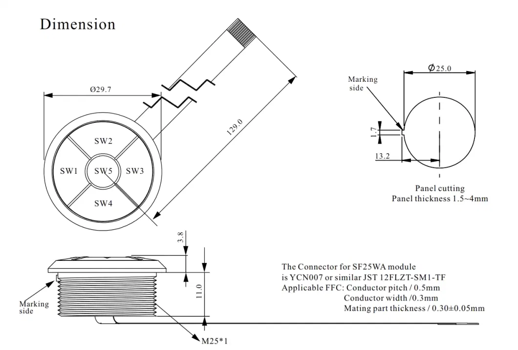 Five-Way Navigation Key Switch with Light