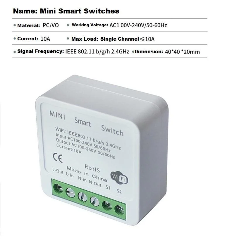2.4GHz WiFi+RF Mini Smart Switches Cell Phone APP Control Switches AC85-260V Wireless Voice Control Switches Manufacturer