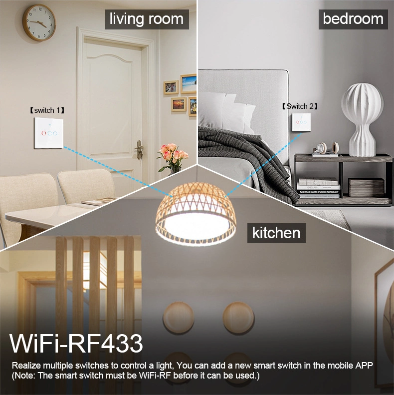 Minco Home Outlet EU Tuya Home House 220V Smart Switch WiFi +RF Wireless LED Light Wall Switch