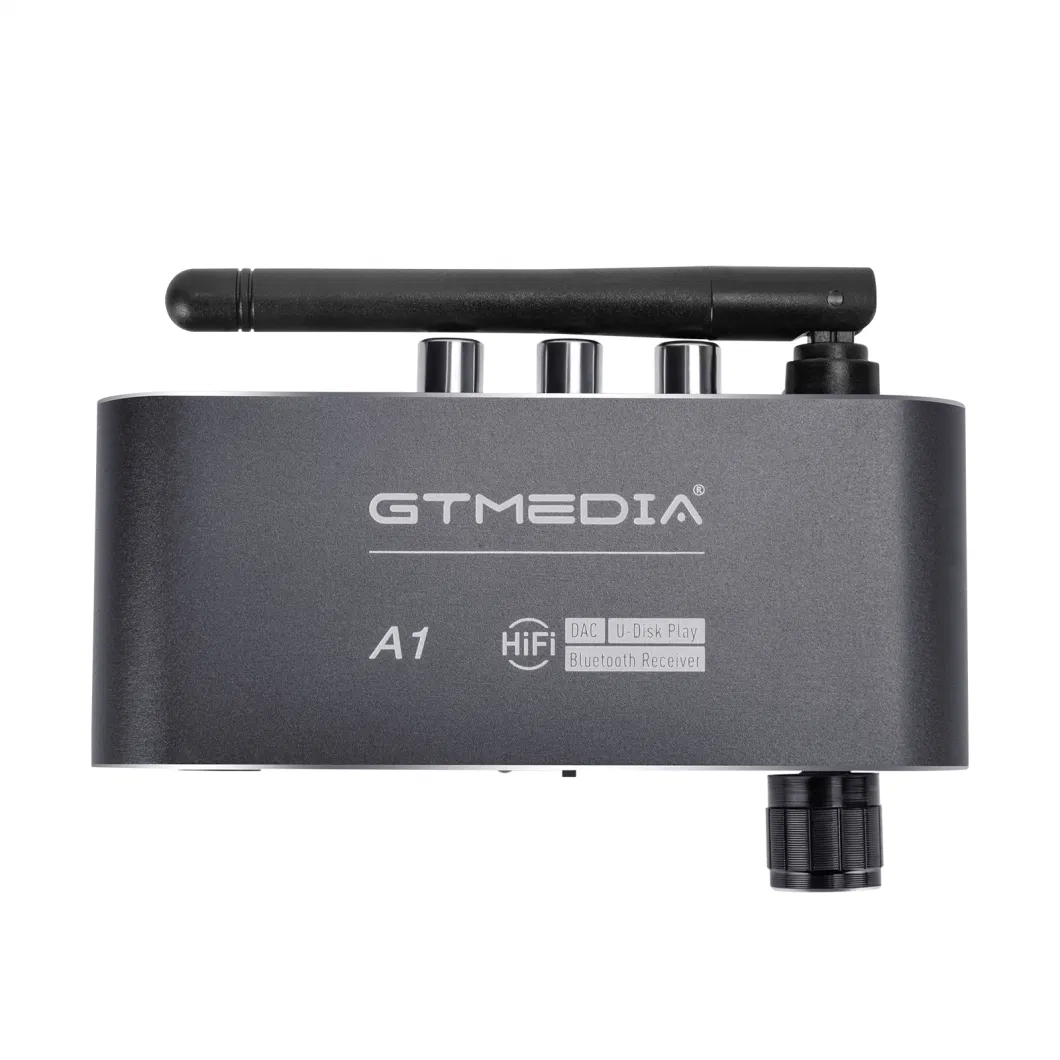 Gtmedia A1 Wireless Dac Converter Bluetooth 5.2 Receiver Audio Coaxial to R/L 3.5mm Aux Adapter with U Disk Play Mic IR Remote Control