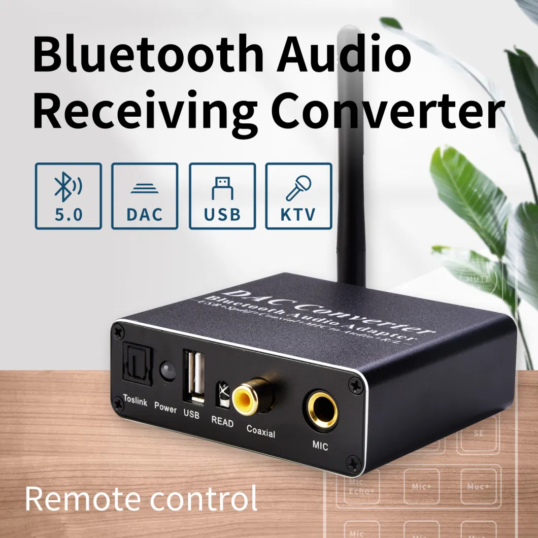 Dac Bluetooth Adapter, Bluetooth Audio Adapter, Bluetooth5.0/Coaxial/Toslink/USB/Mic to Audio + R/L