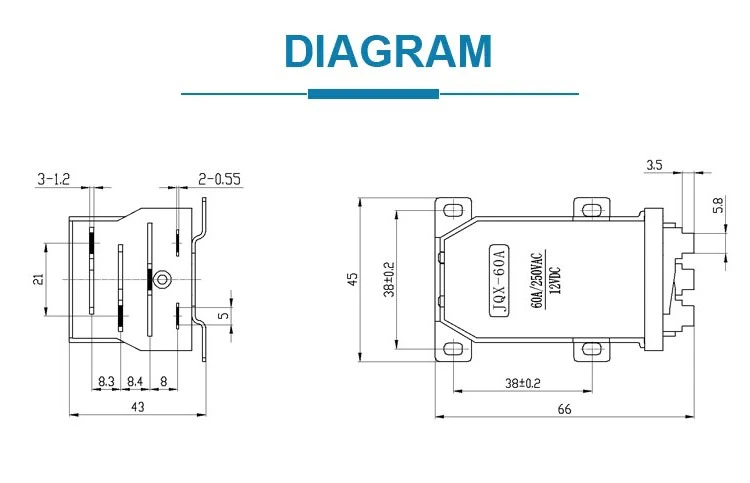 Jqx-60f-1z DC 24V 60A Spdt General Purpose Power Relay 5 Pin