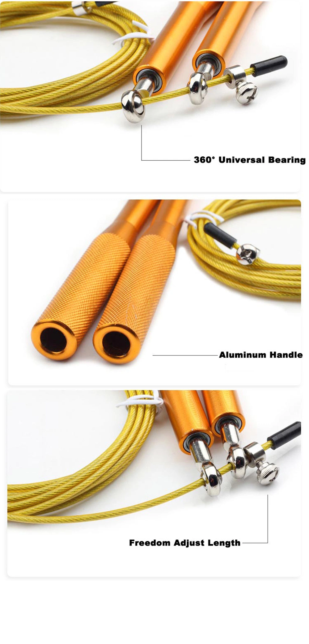 Adjustable Customized Logo Fitness Training Gym Weighted Metal Speed Bearing Jump Skipping Rope
