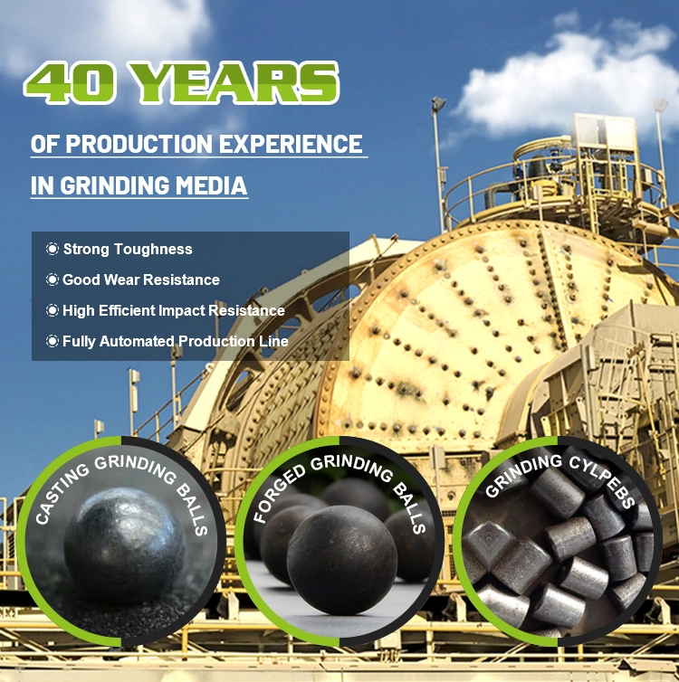 High Hardness Good Price 20-150mm Steel Forged and Casting Iron Ore Grinding Media Ball for Ball Mill Machine Factory for Cement Plant Mine