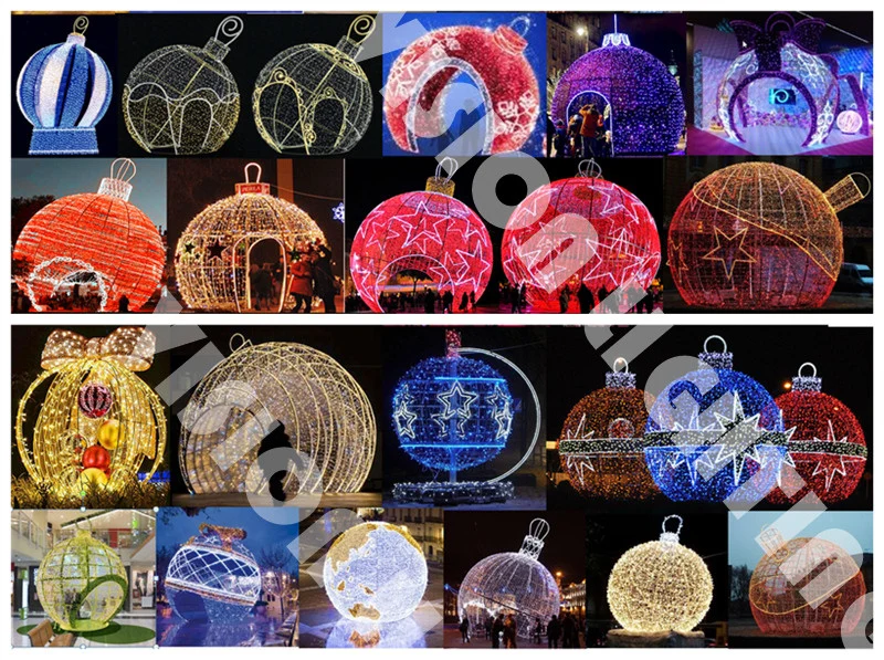 2023 Customized Christmas Decoration 3D Street Ball Motif Light Decoration