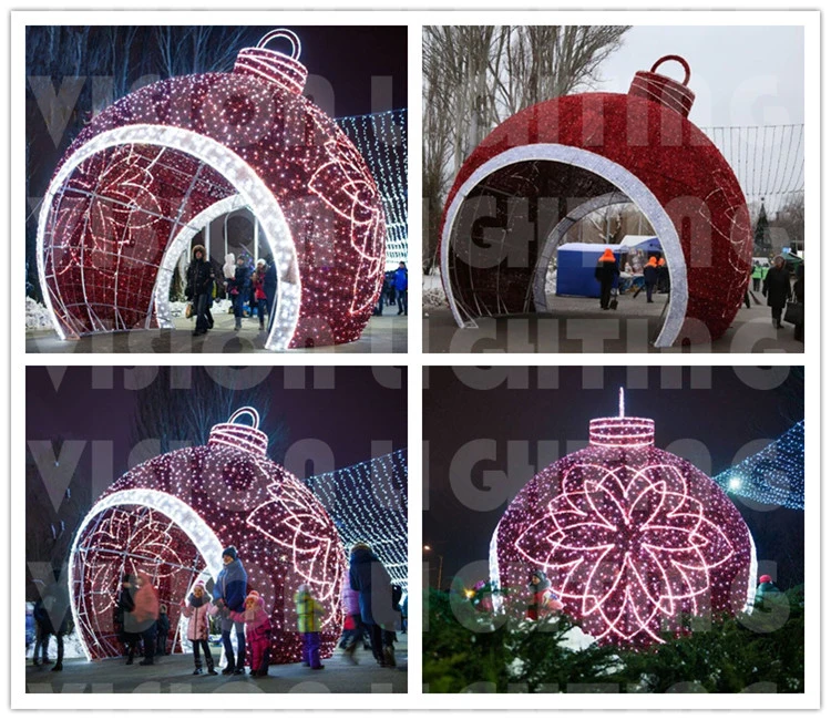 Outdoor Street Decoration 3D Giant Christmas Motif LED Lighted Arch Ball