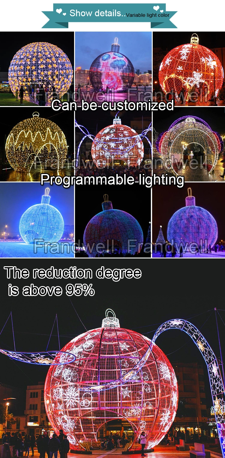 Outdoor Luxury Christmas Decorations Big LED Light Channel Christmas Ball for Sale