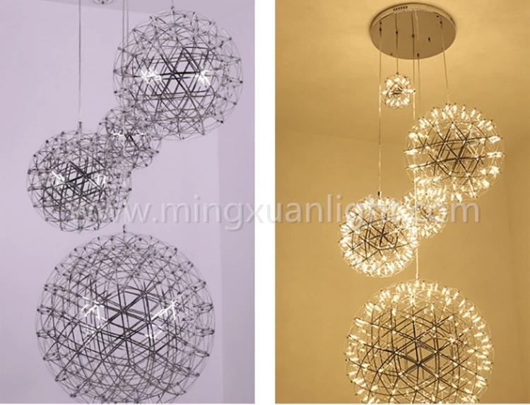 Stainless Steel Modern Decorative Lighting Sparkle Ball Chandelier