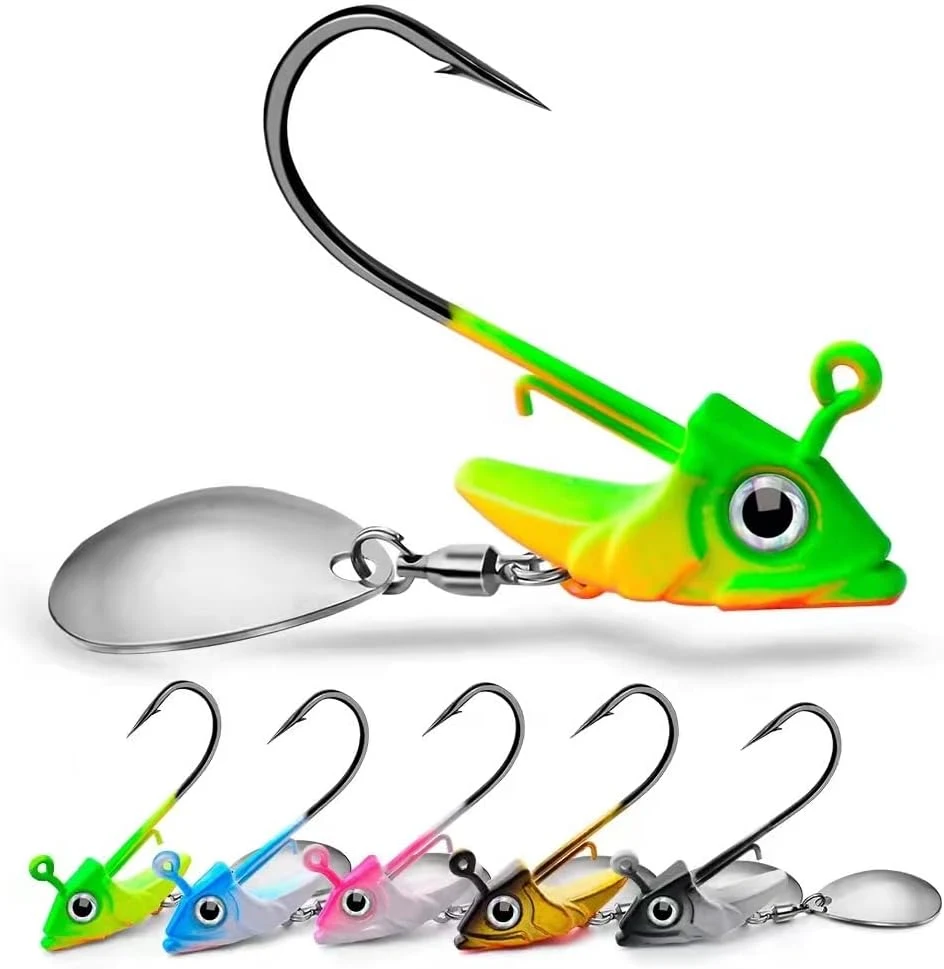 Bullet Jig Heads Swimbait Hooks Bass Fishing Texas Rig Hook Saltwater Freshwater Offset Weighted Hook Weedless 3/0 2/0 1/0 1# 2#