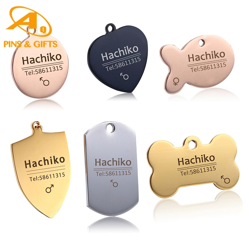 Gift Cute Personalized Men Gold Blank Laser Army Round NFC Stainless Steel Metal Custom Military Dog Cat Name ID Pet Tag