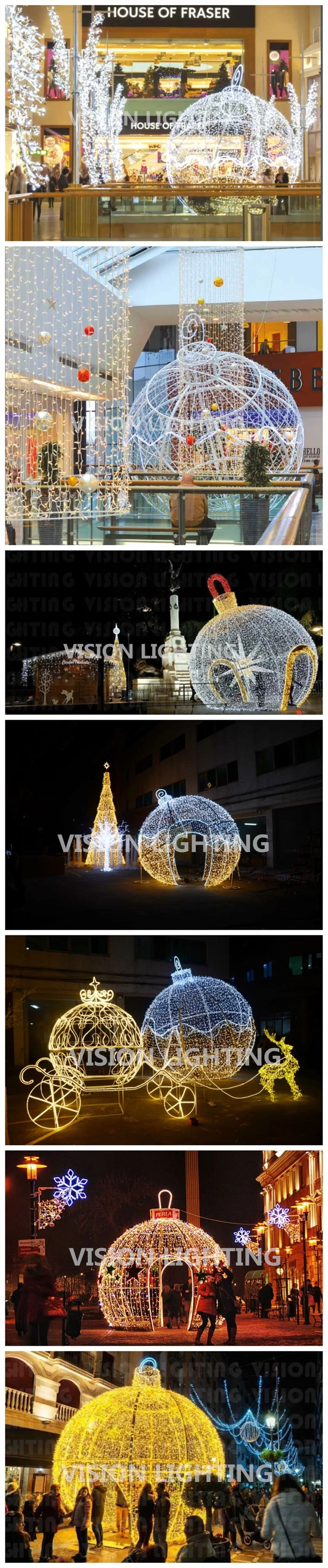 Outdoor Street Decoration 3D Giant Christmas Motif LED Lighted Arch Ball