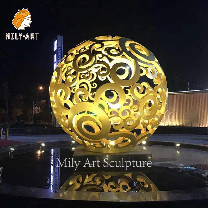 Lighting Mirror Polished Decoration Hollow Ball Round Stainless Steel Sphere Sculpture Ball Statue