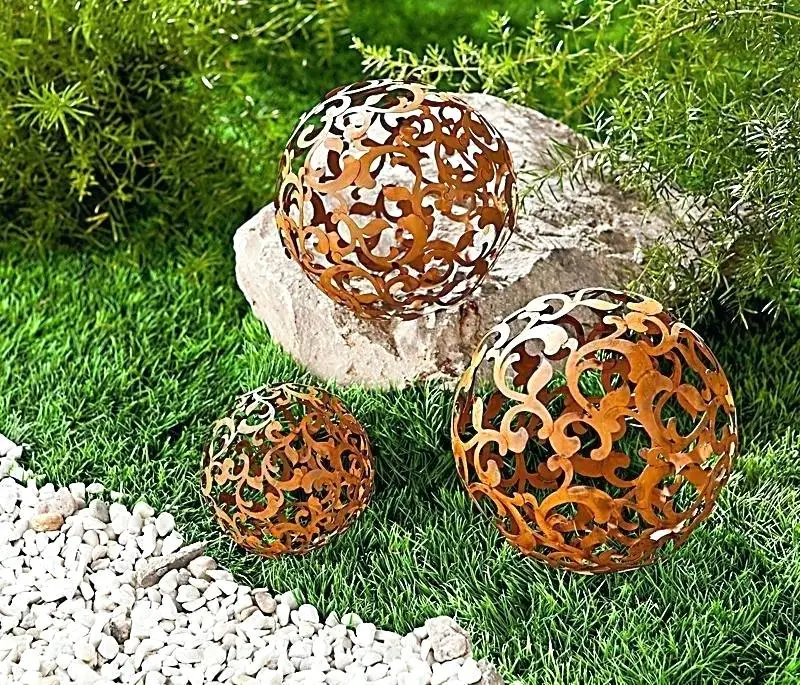 Garden Art Rusty Decor Metal Sculpture Metal Sphere