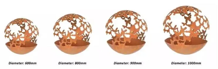 Rust Finished Metal Laser Cut Fire Ball