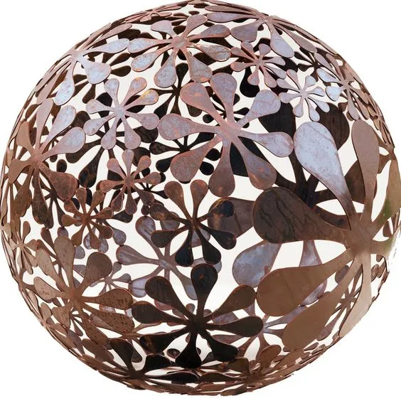 Rust Finished Metal Laser Cut Fire Ball