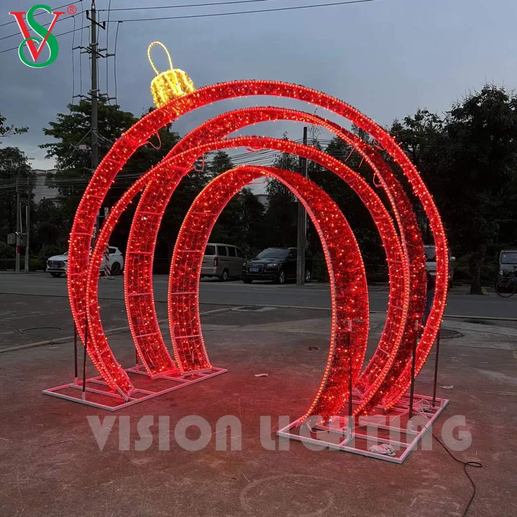 Outdoor Street Decoration 3D Giant Christmas Motif LED Lighted Arch Ball