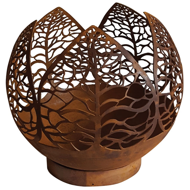 Rust Finished Metal Laser Cut Fire Ball