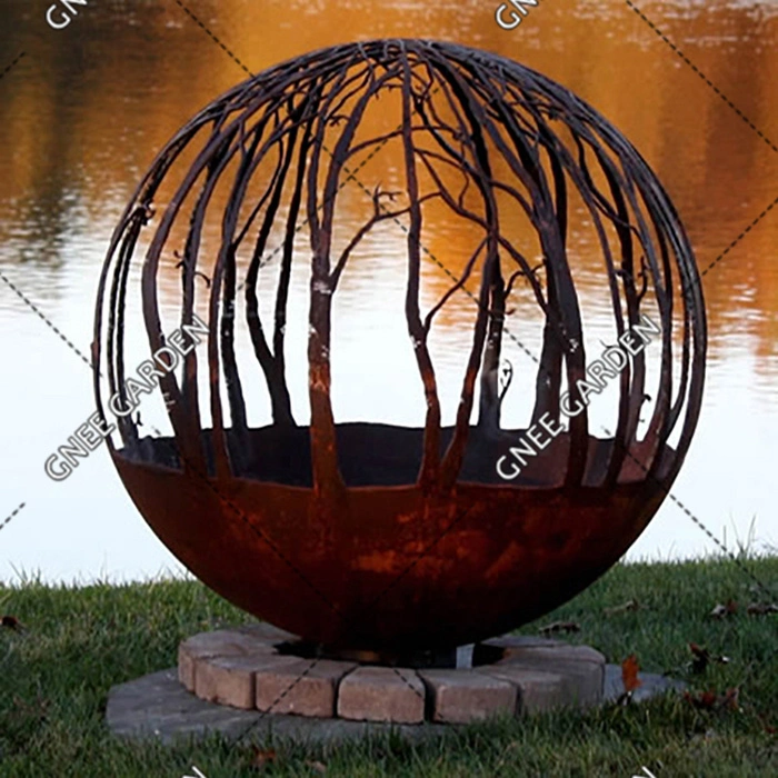 Corten Steel Spheres Ball Corten Fireball Corten Steel Rusty Fire Pit Outdoor