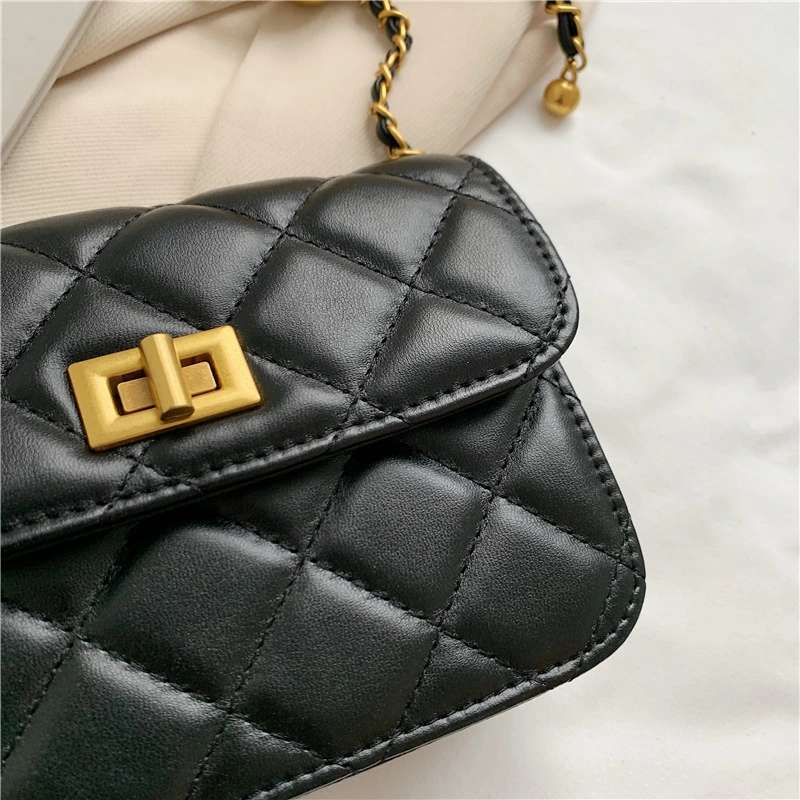 Gold Mental Ball Versatile Rhombus Small Chain Versatile Solid Color Square Bag