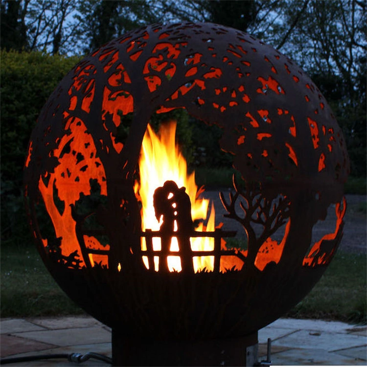 Outdoor Decoration Metal Fire Pit Corten Steel Fire Sphere