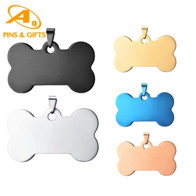 Gift Cute Personalized Men Gold Blank Laser Army Round NFC Stainless Steel Metal Custom Military Dog Cat Name ID Pet Tag