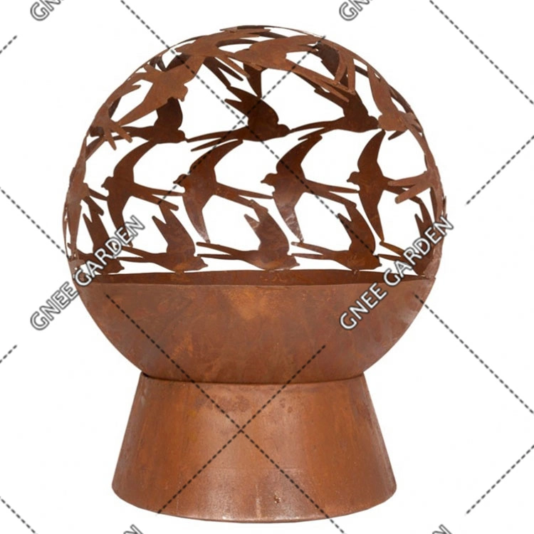 Corten Steel Fire Ball Flying Swallow Fire Sphere