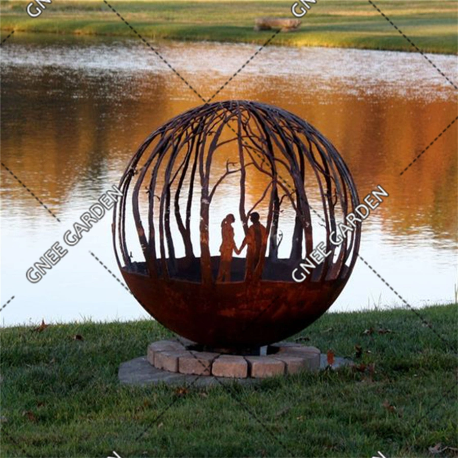 Winter Woods Corten Steel Fire Sphere