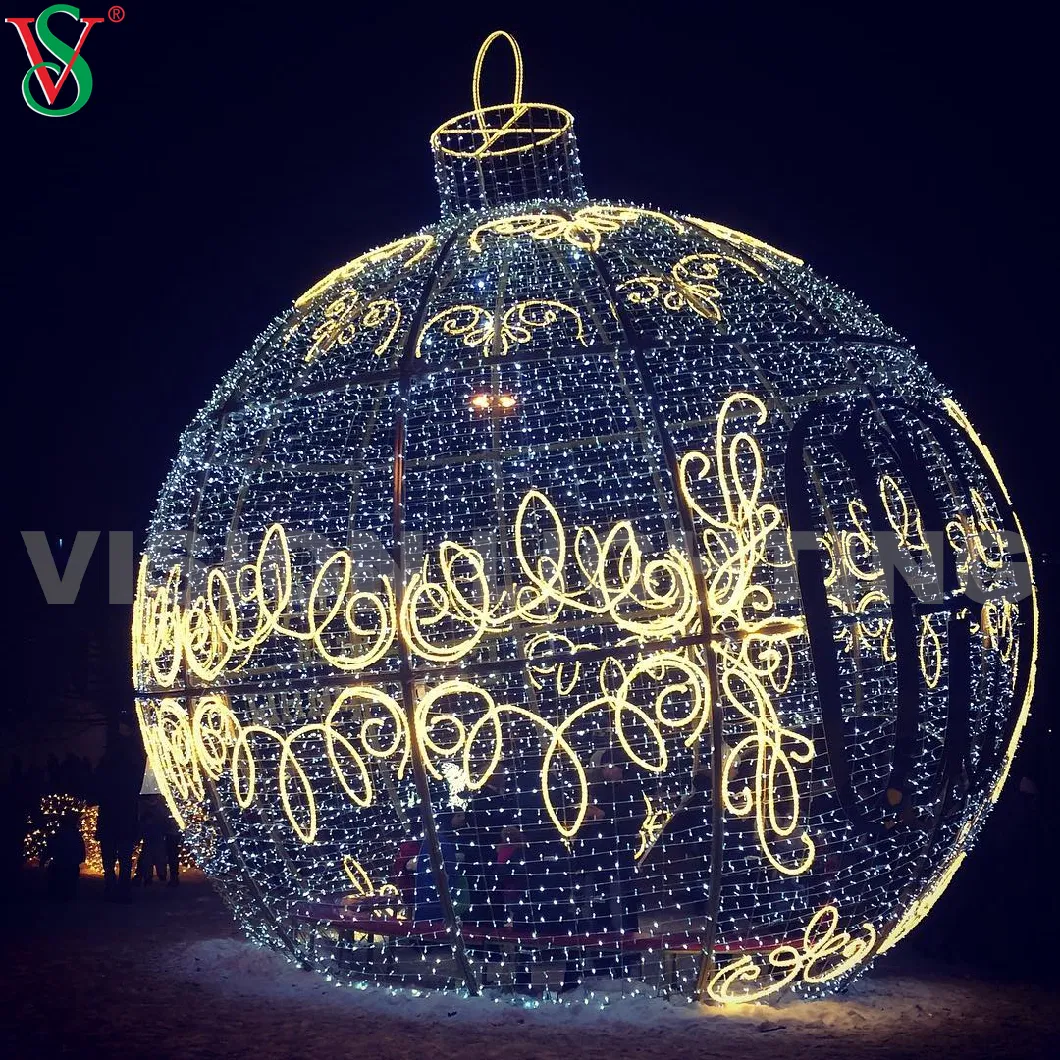 Outdoor Street Decoration 3D Giant Christmas Motif LED Lighted Arch Ball