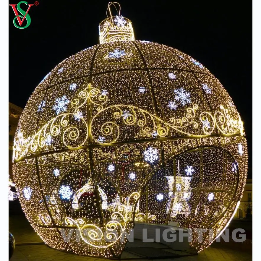 Outdoor Street Decoration 3D Giant Christmas Motif LED Lighted Arch Ball
