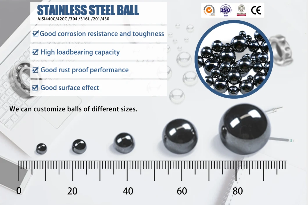 Custom Size High Precision 2mm 3mm 6mm Solid AISI304 316 420 10mm Bearing Ball SUS440c Stainless Steel Ball
