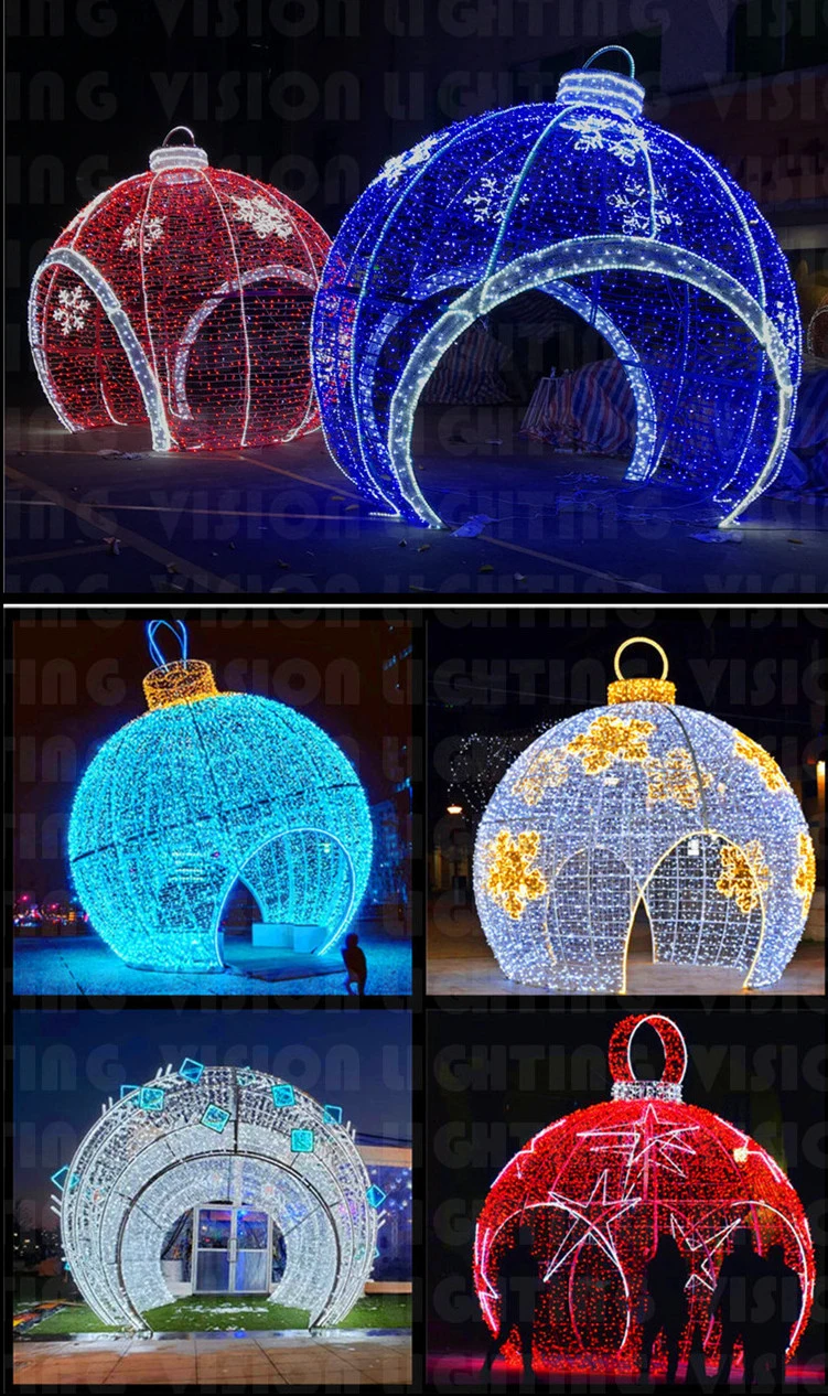 Outdoor Street Decoration 3D Giant Christmas Motif LED Lighted Arch Ball