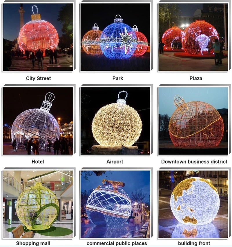 Decorative LED Large Outdoor Christmas Lighted Ball Ornaments Big 3D Baubles Motif