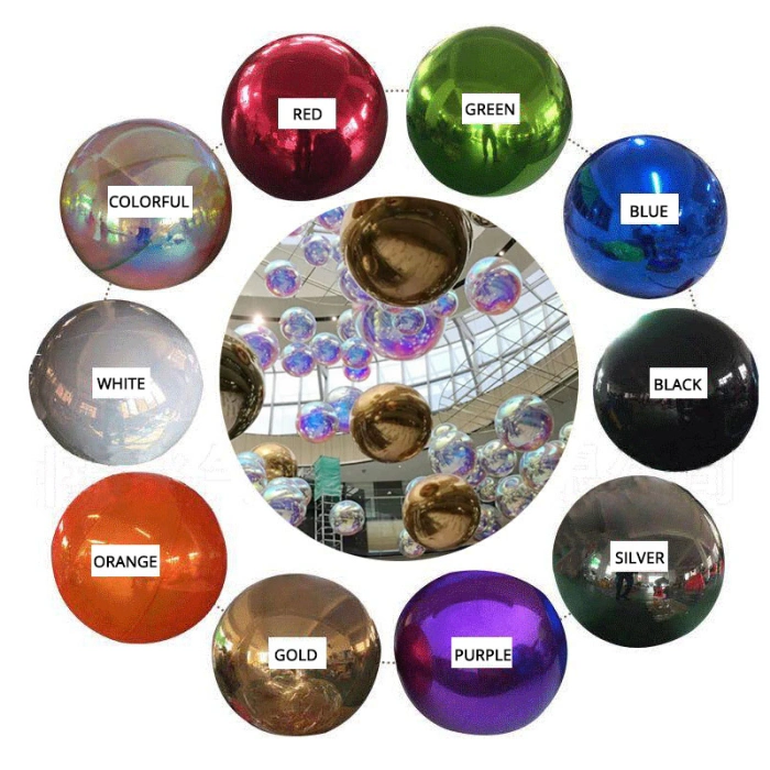 Multiple Colors Inflatable Mirrored Sphere for Shopping Mall Decoration
